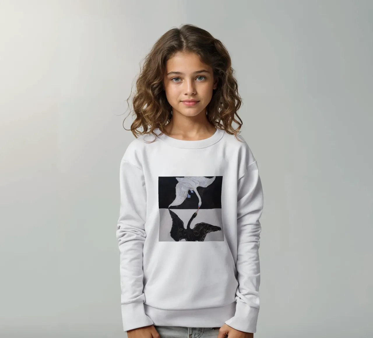 Hilma af Klint "The Swan No. 1" Duality & Unity kids sweatshirt by homdeco