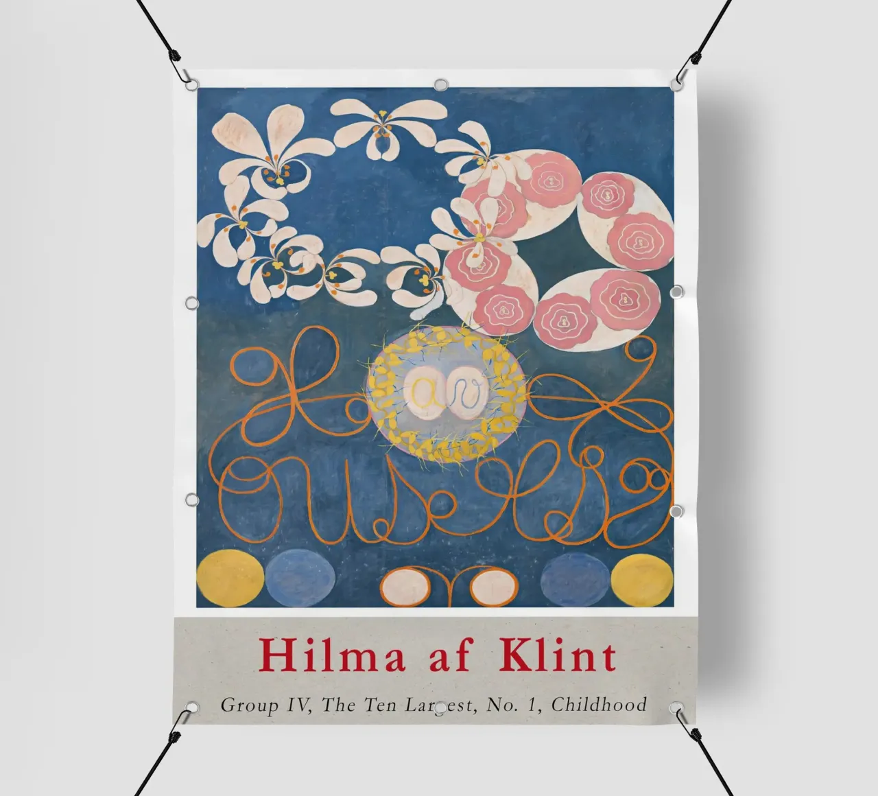 Hilma af Klint "Infanzia n. 1" Astratto floreale blu telo in pvc da homdeco