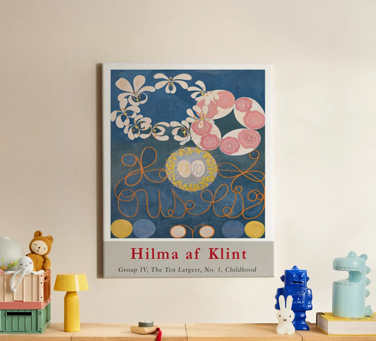 Hilma af Klint "Kindertijd nr. 1" Abstract gebloemd blauw canvas van homdeco