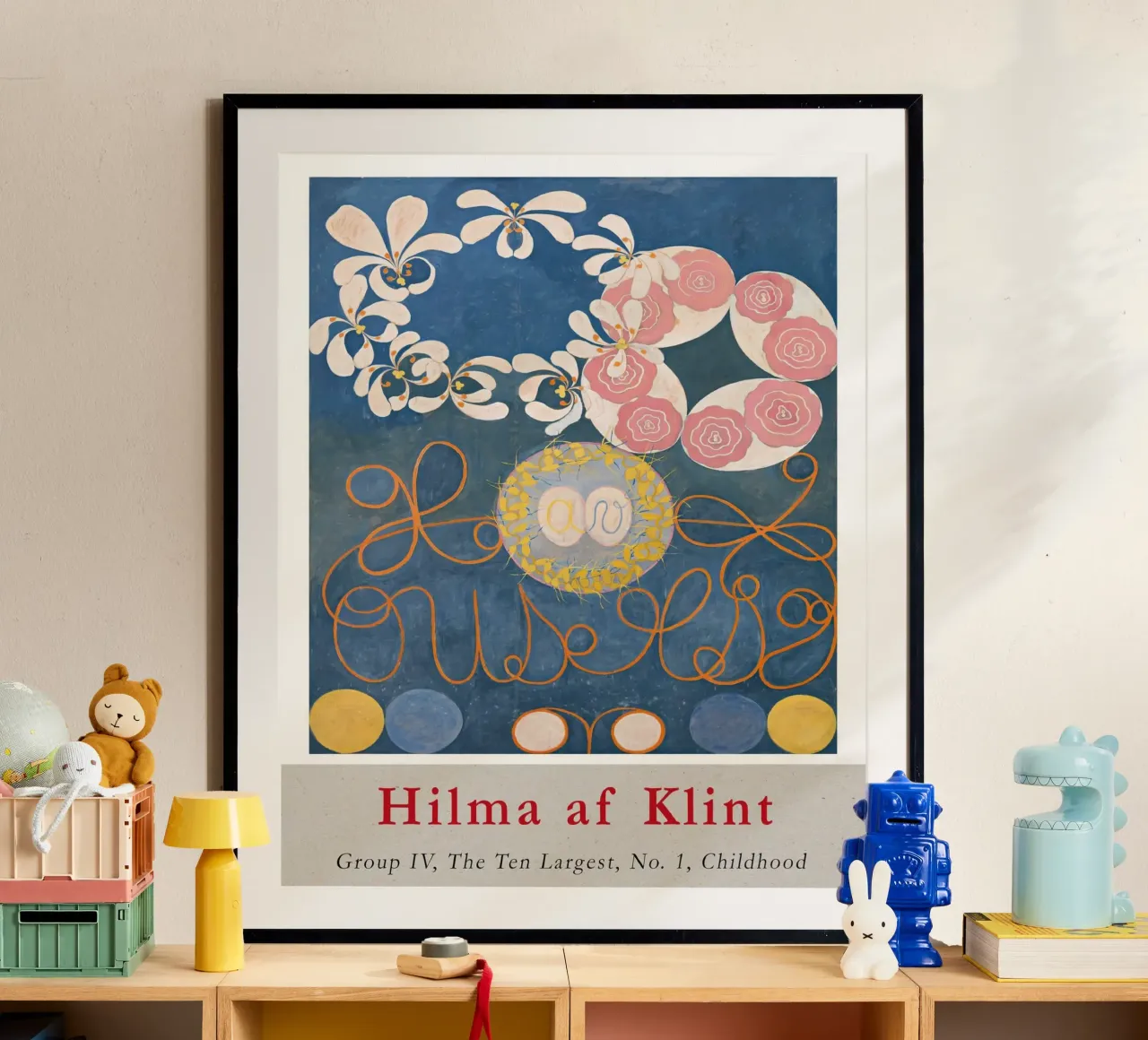 Hilma af Klint "Kindertijd nr. 1" Abstract gebloemd blauw hahnemühle van homdeco
