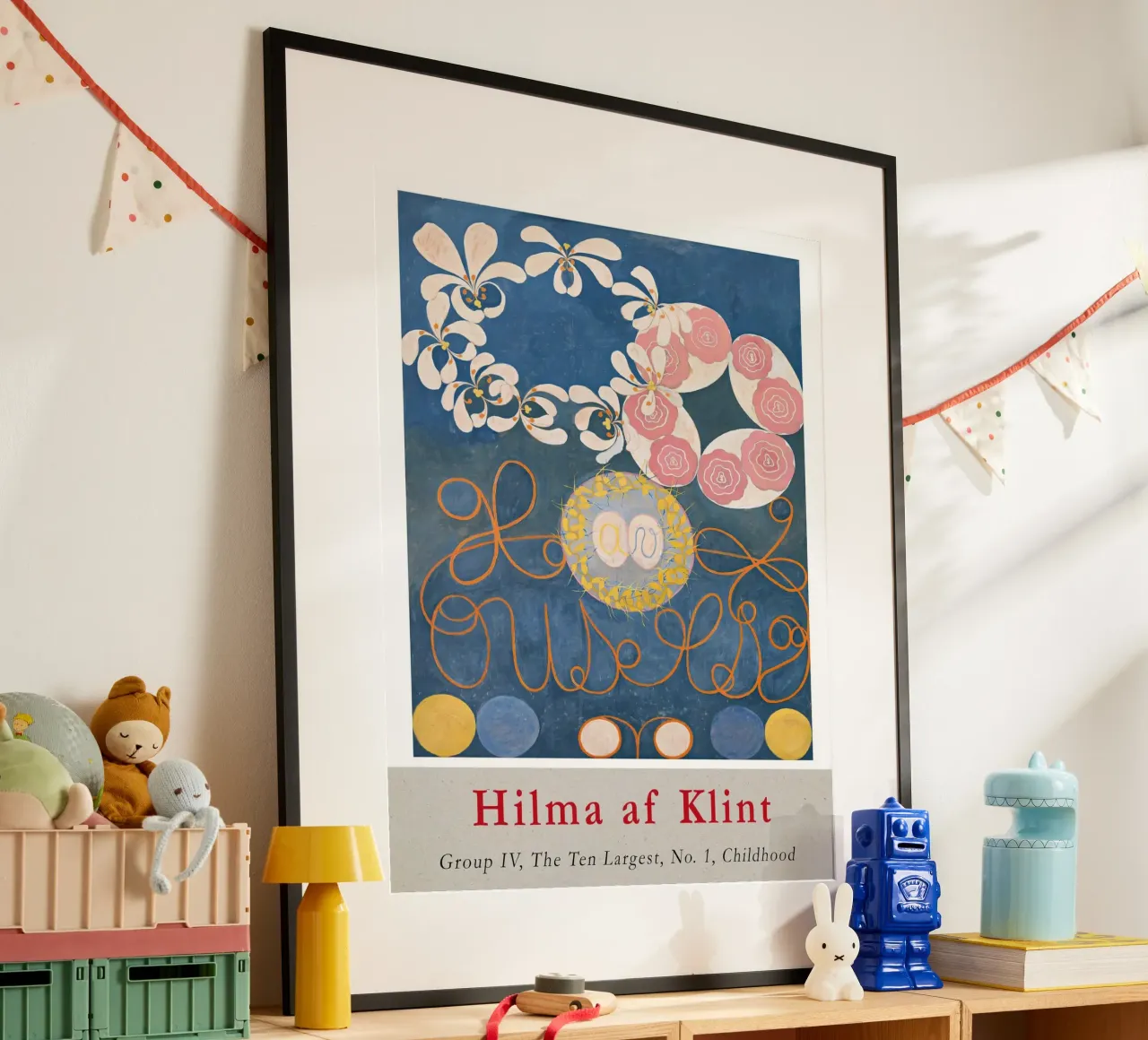 Hilma af Klint "Kindertijd nr. 1" Abstract gebloemd blauw hahnemühle van homdeco