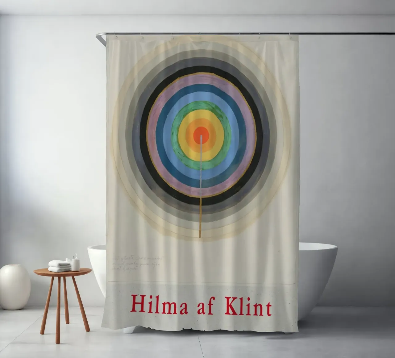 Hilma af Klint "Starting Point" Cosmic Circle Print shower curtain by homdeco