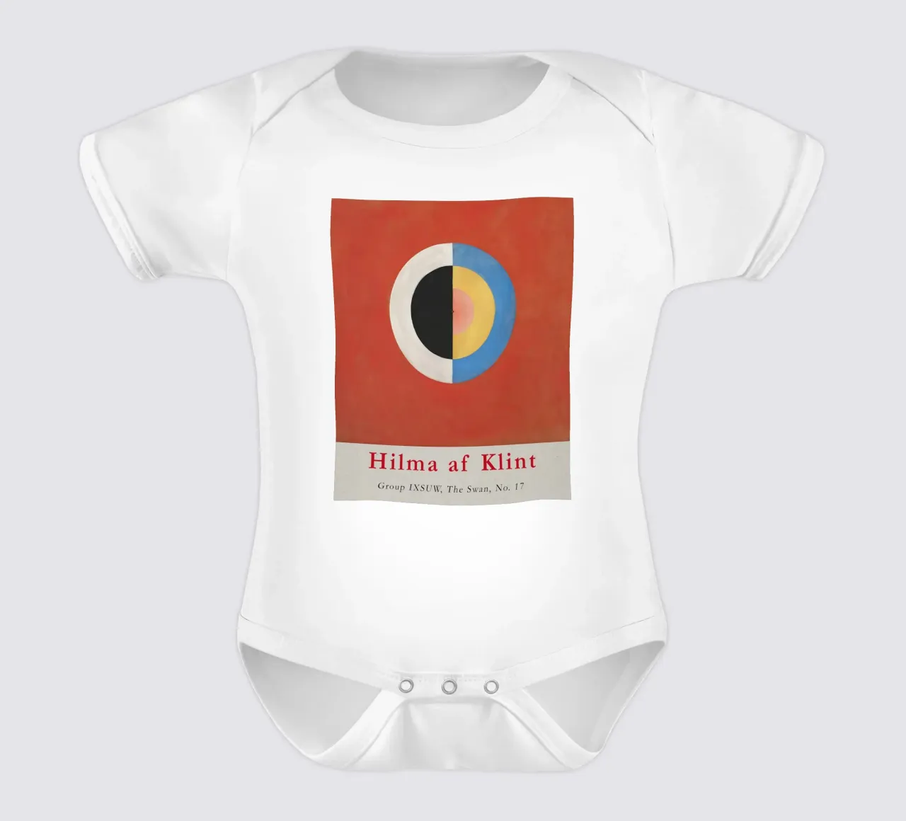 Hilma af Klint "The Swan No. 17" Cosmic Duality Print short-sleeve baby romper by homdeco