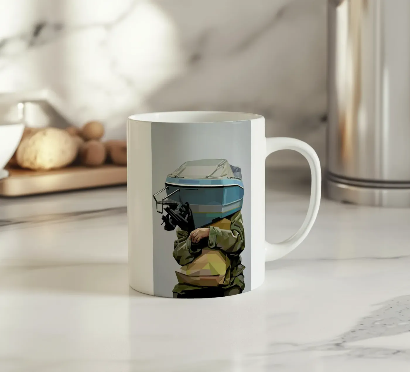 Boatface ceramic mug by Tapio Mömmö