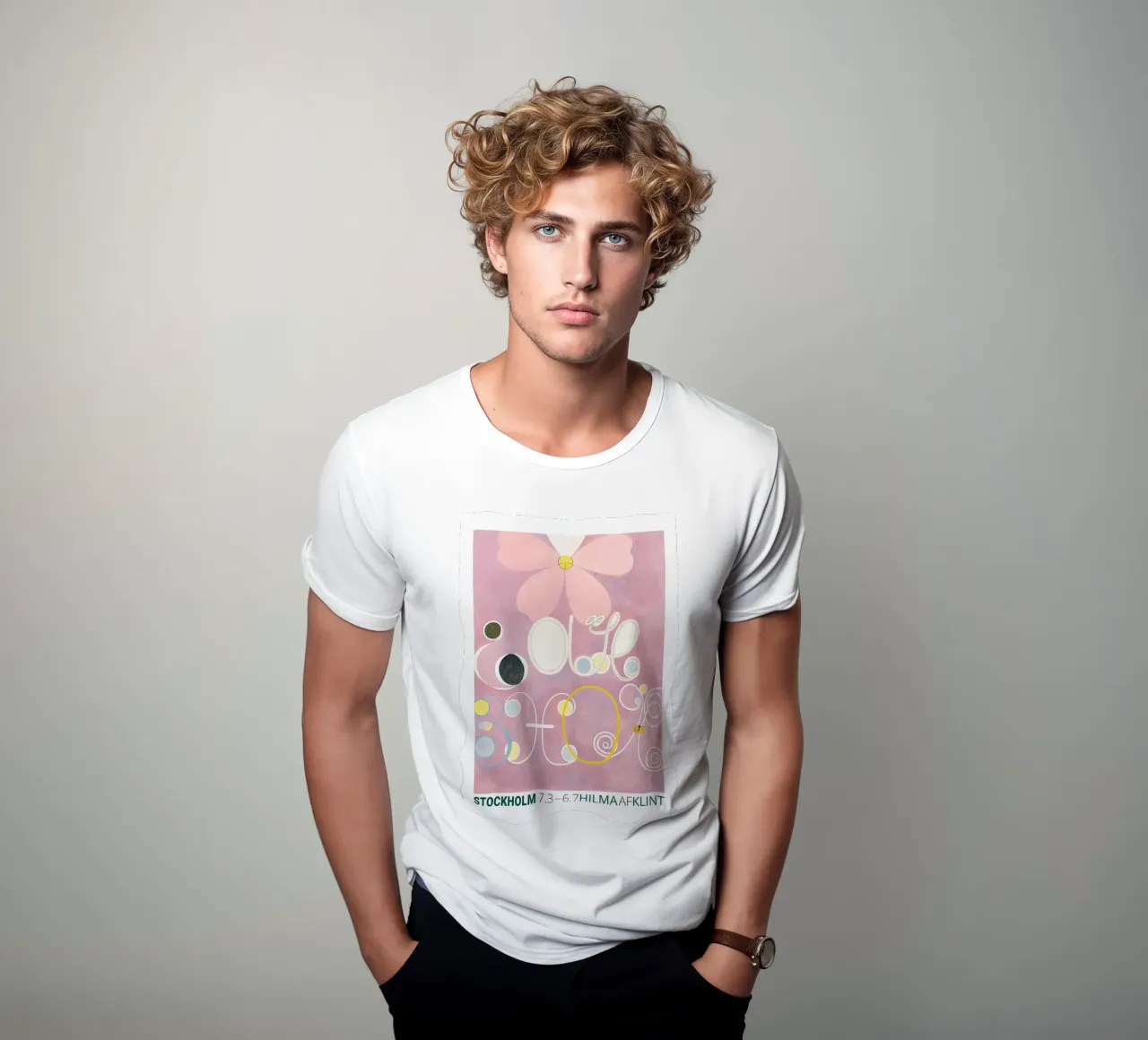 Hilma af Klint "Adulthood" Astratto Floreale Rosa t-shirt da homdeco