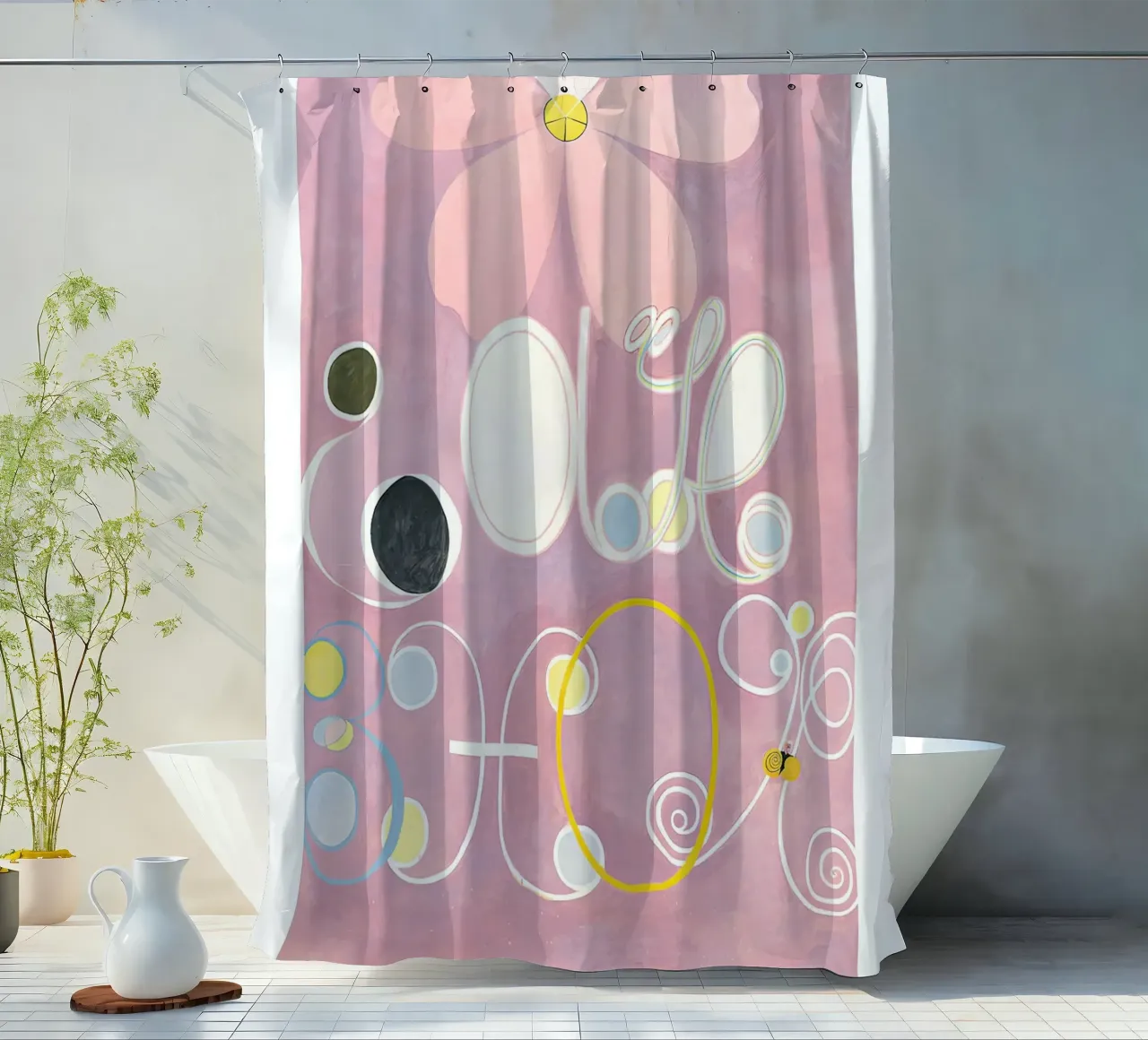 Hilma af Klint "Adulthood" abstrait floral rose rideau de douche de homdeco