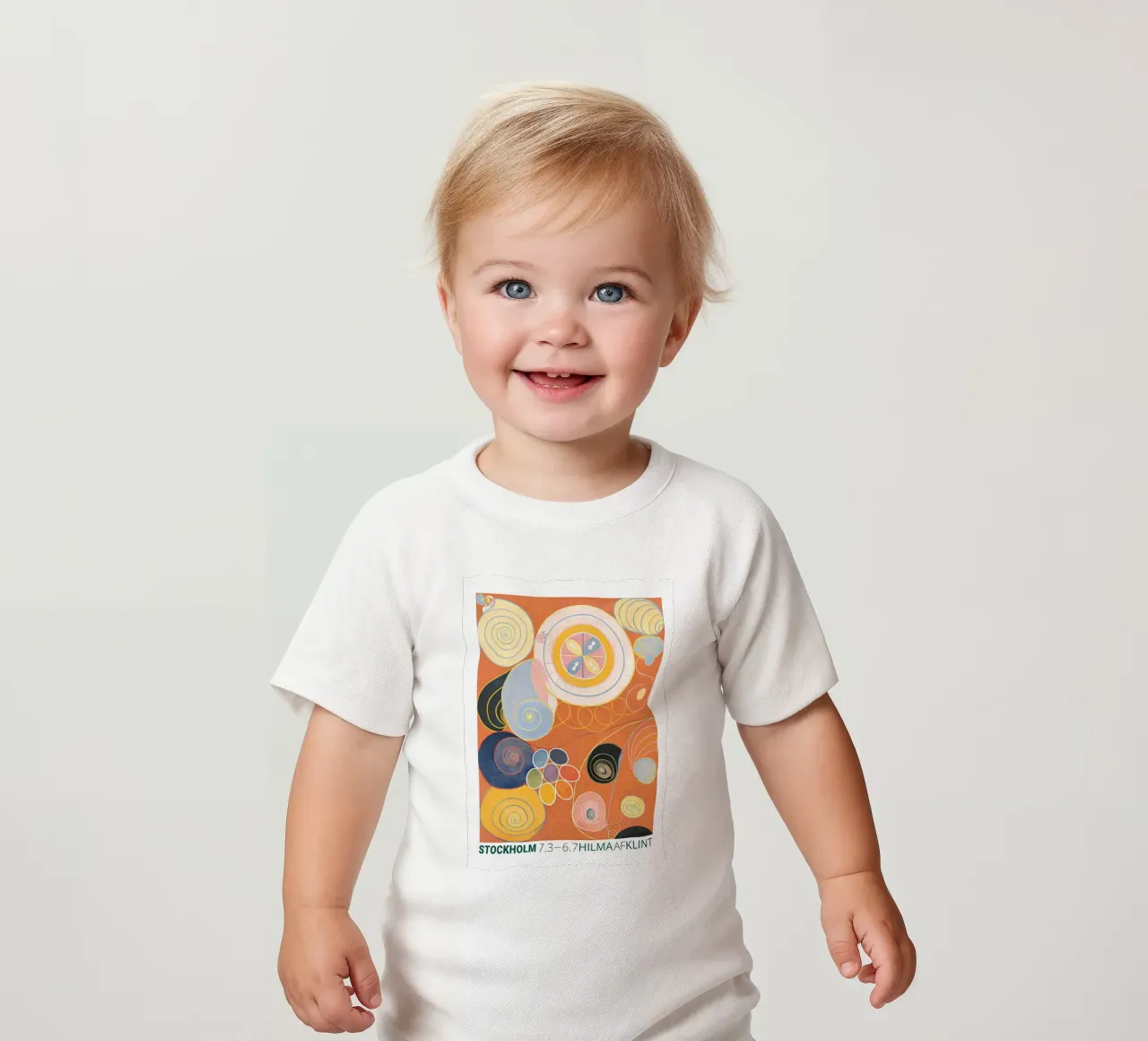 Hilma af Klint "Youth" Abstract Spirals Orange Poster baby t-shirt by homdeco