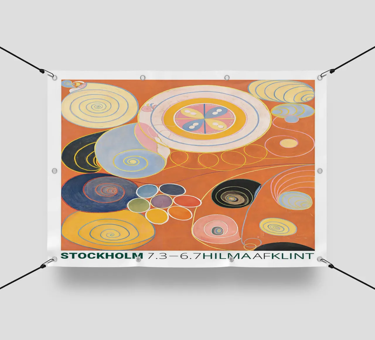 Hilma af Klint "Gioventù" Poster astratto a spirale arancione telo in pvc da homdeco