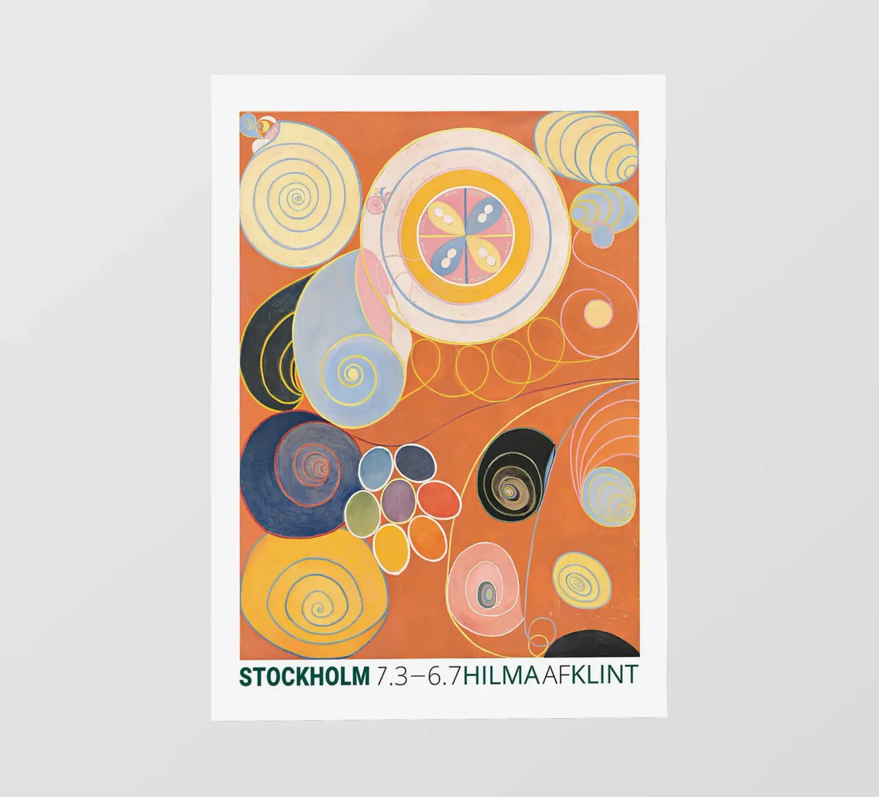 Hilma af Klint "Gioventù" Poster astratto a spirale arancione telo in pvc da homdeco