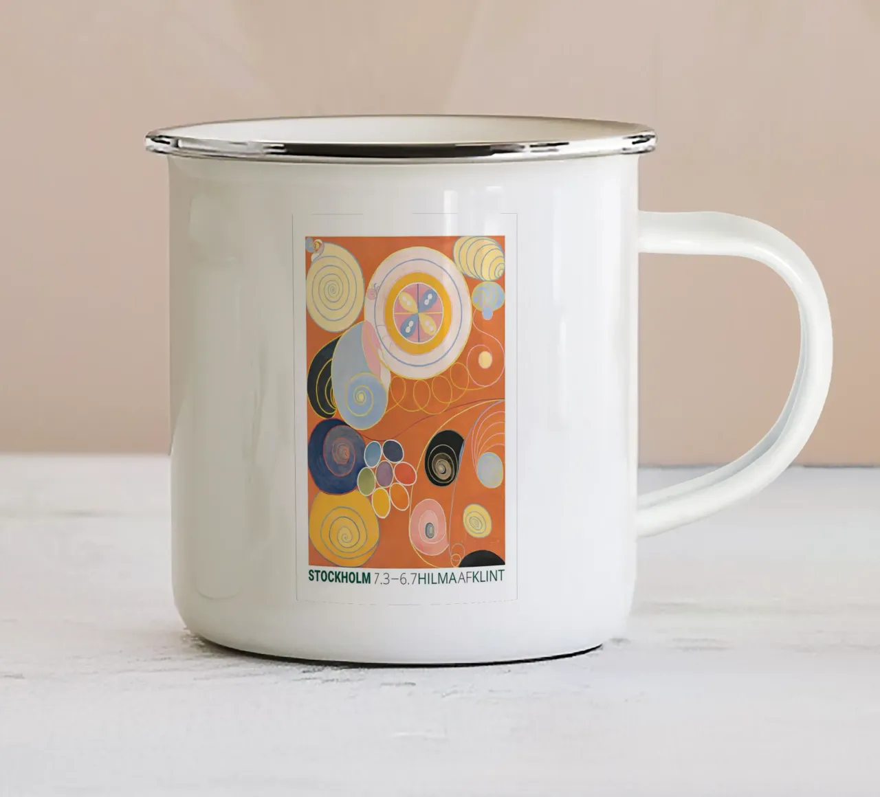 Hilma af Klint "Gioventù" Poster astratto a spirale arancione tazza in smalto da homdeco