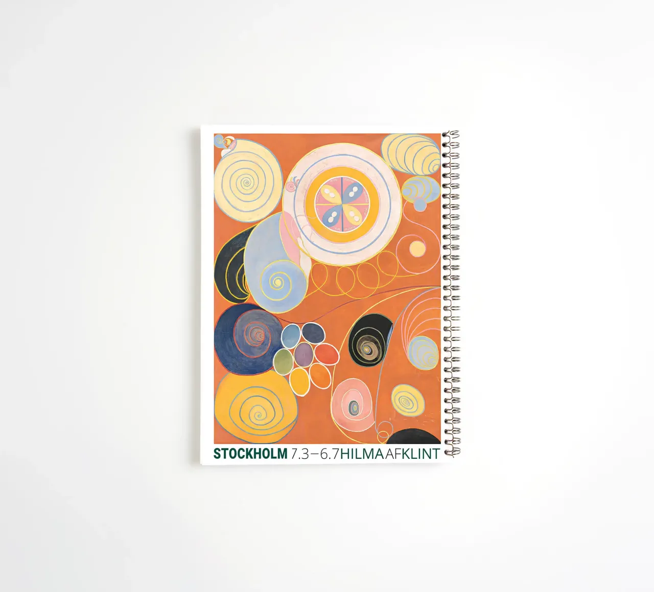 Hilma af Klint "Youth" Abstract Spirals Orange Poster spiral notebook by homdeco