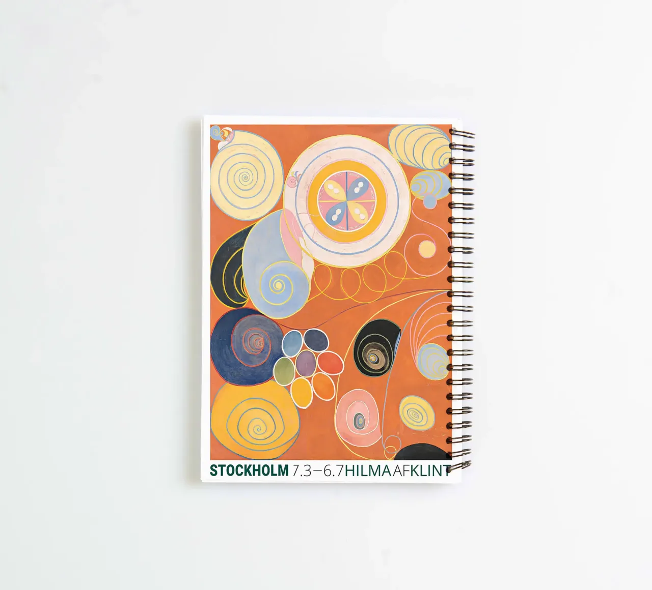 Hilma af Klint "Youth" Abstract Spirals Orange Poster spiral notebook by homdeco