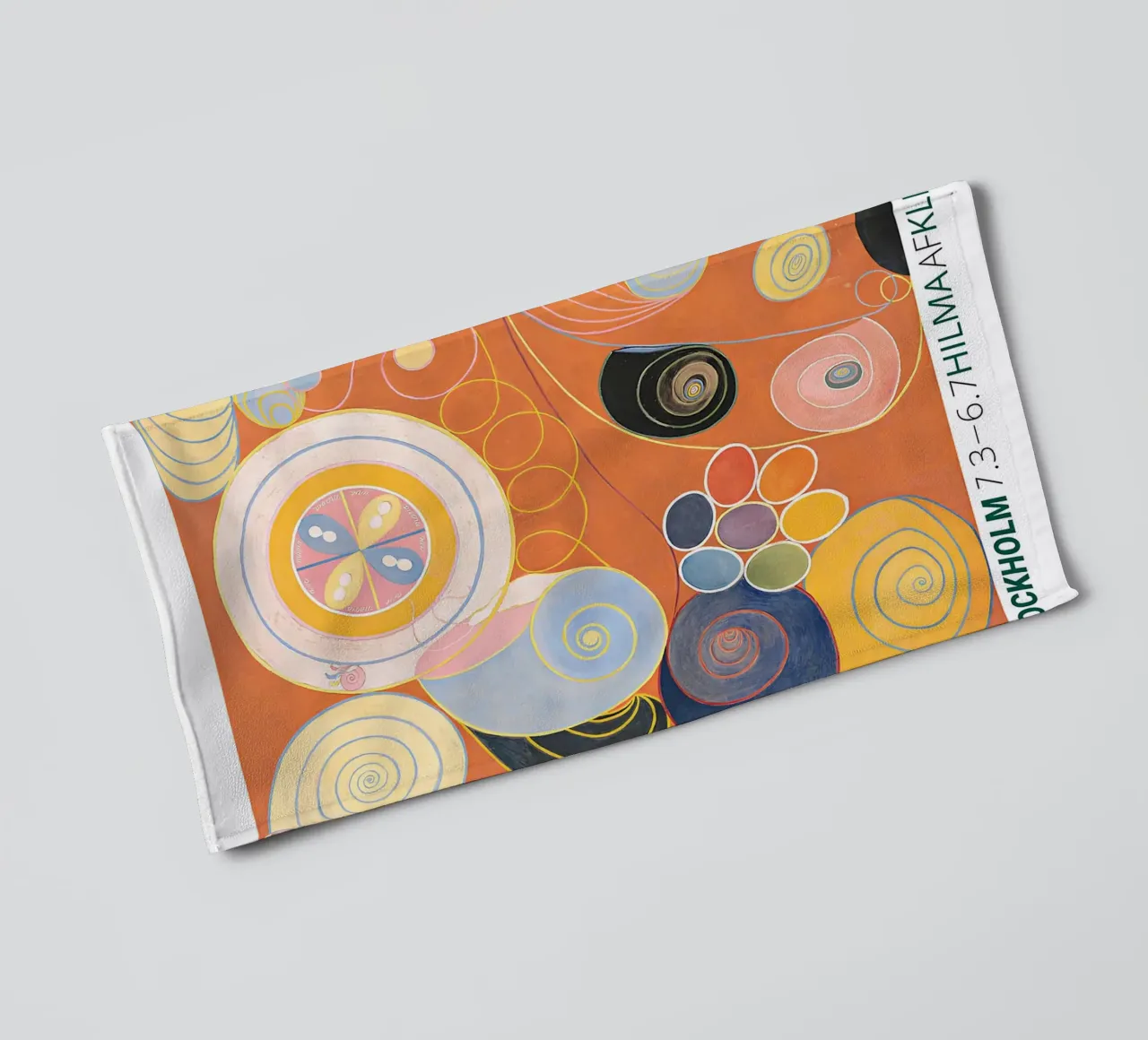 Hilma af Klint "Youth" Abstract Spirals Orange Poster towel by homdeco