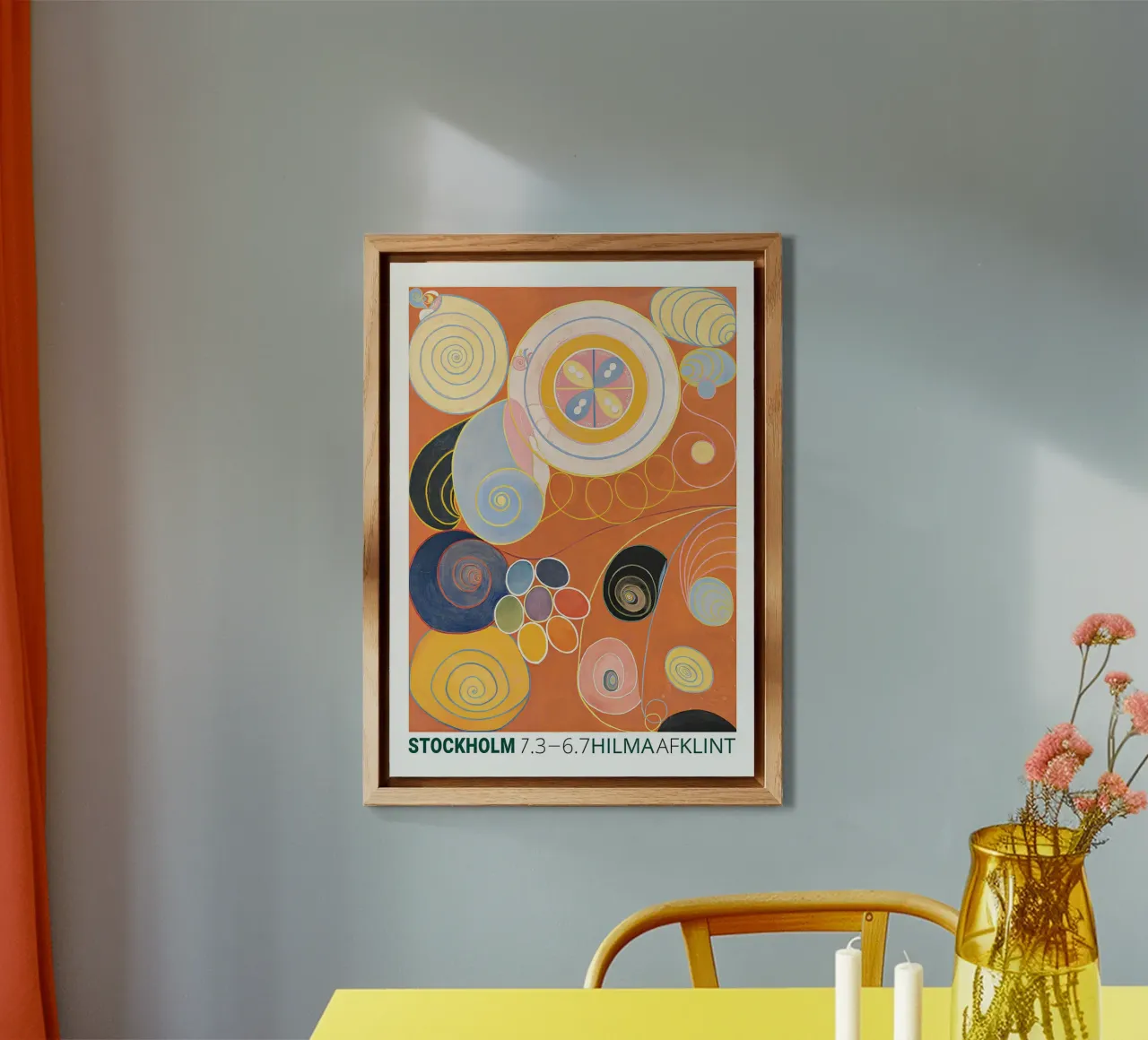 Hilma af Klint "Youth" Abstract Spirals Orange Poster forex plate by homdeco