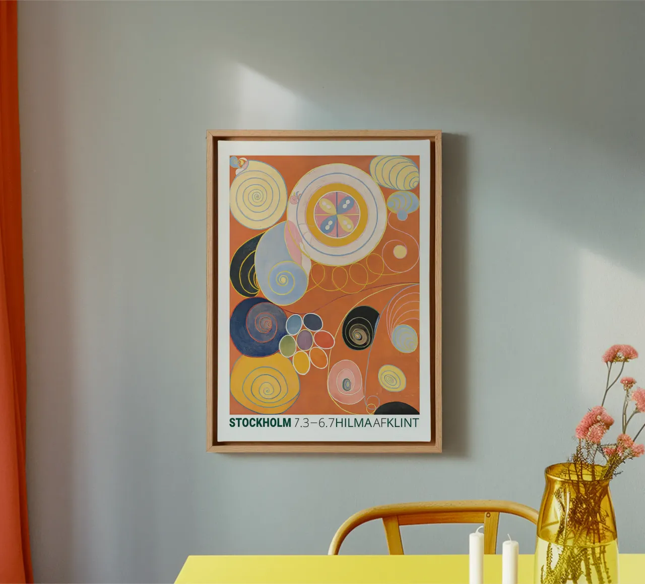 Hilma af Klint "Youth" Abstract Spirals Orange Poster canvas by homdeco