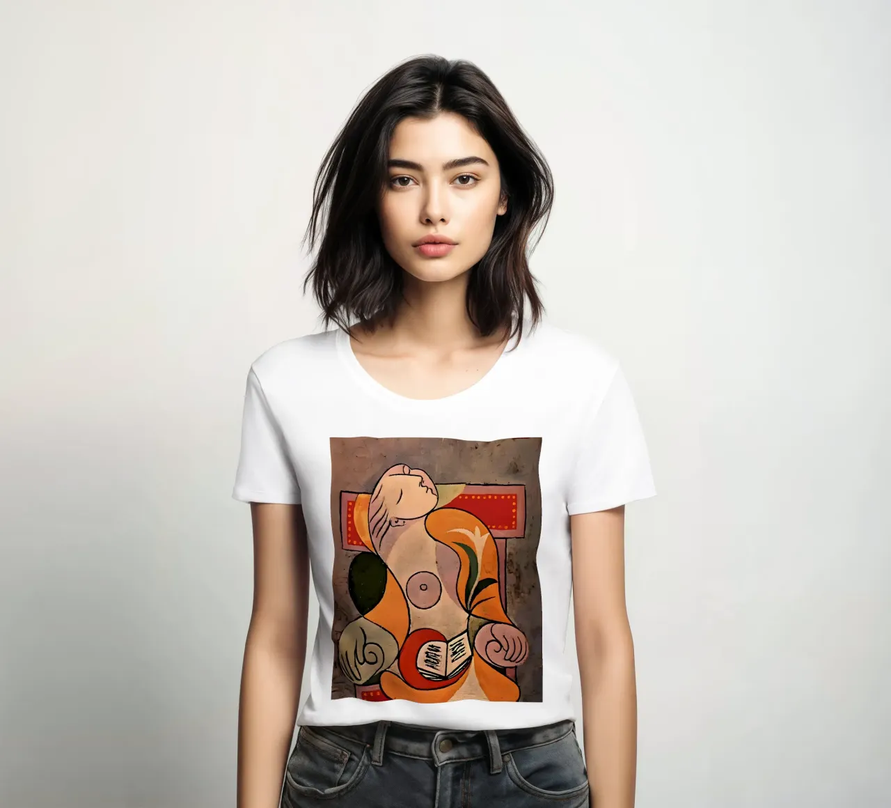 Picasso "Woman Reading" Cubist Masterpiece Print women's fitted t-shirt by homdeco