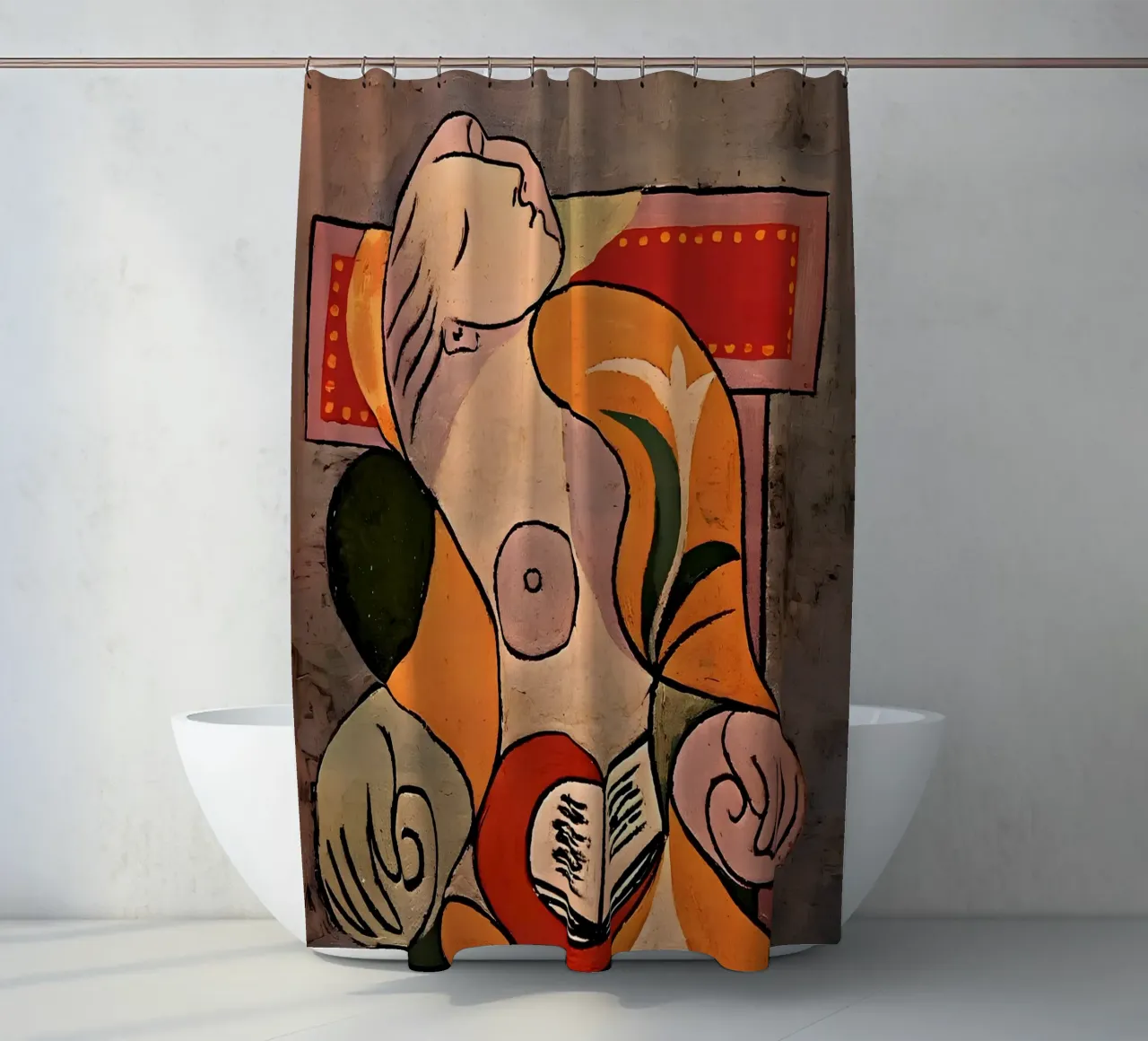 Picasso "Frau lesend" Kubistisches Meisterwerk Druck Duschvorhang von homdeco