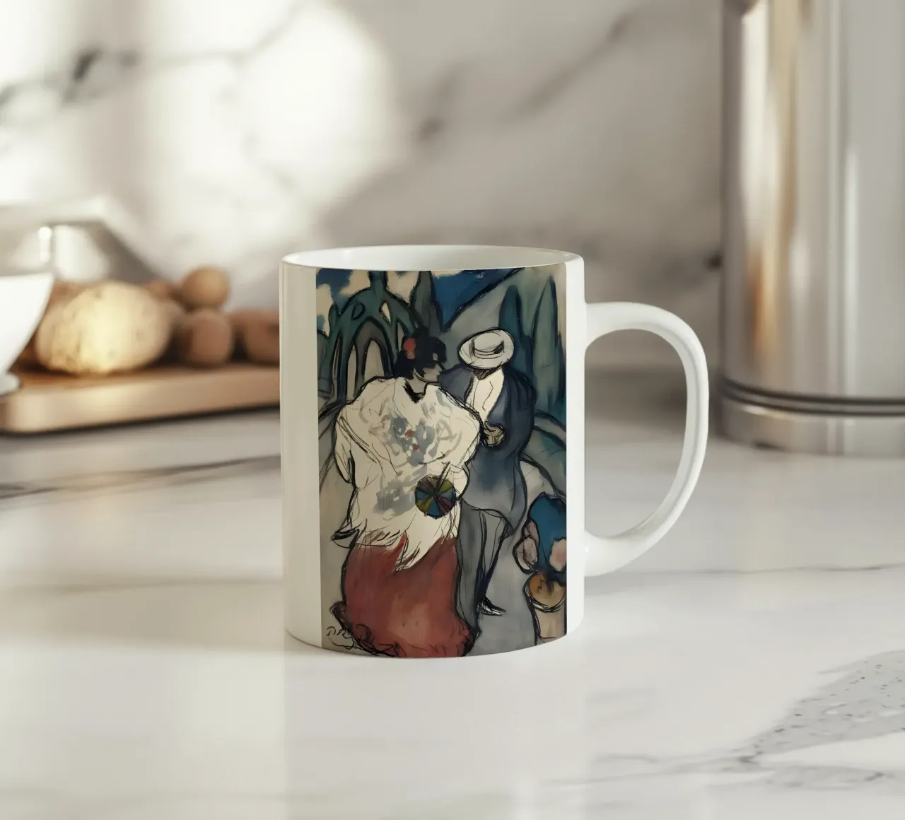 Picasso "Scena di strada", schizzo stampato all'inizio della modernità tazza in ceramica da homdeco
