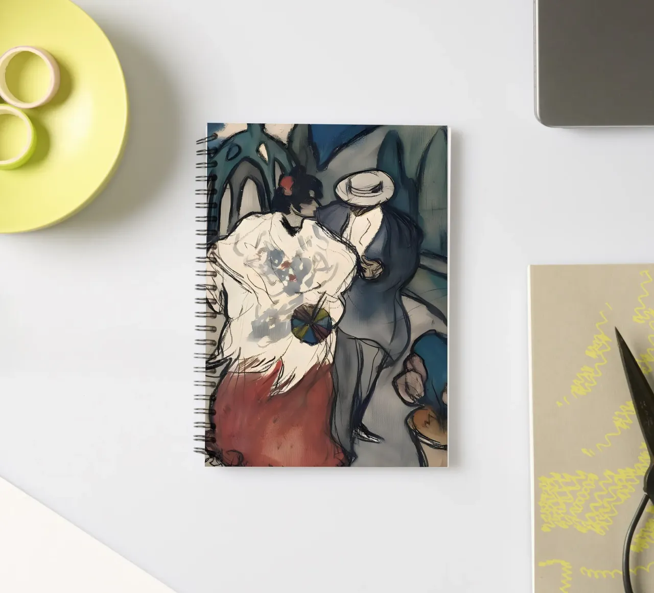 Picasso "Street Scene" Early Modern Sketch Print spiral notebook by homdeco