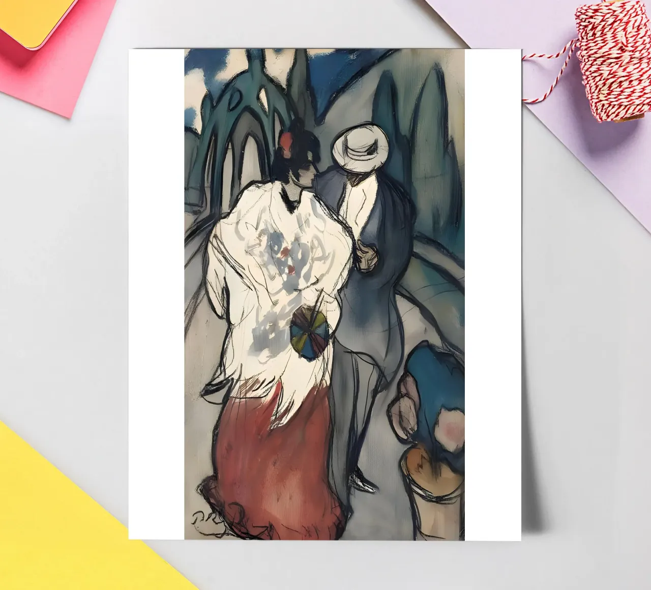 Picasso "Straßenszene" Frühmoderne Skizze Druck Stickerbogen von homdeco