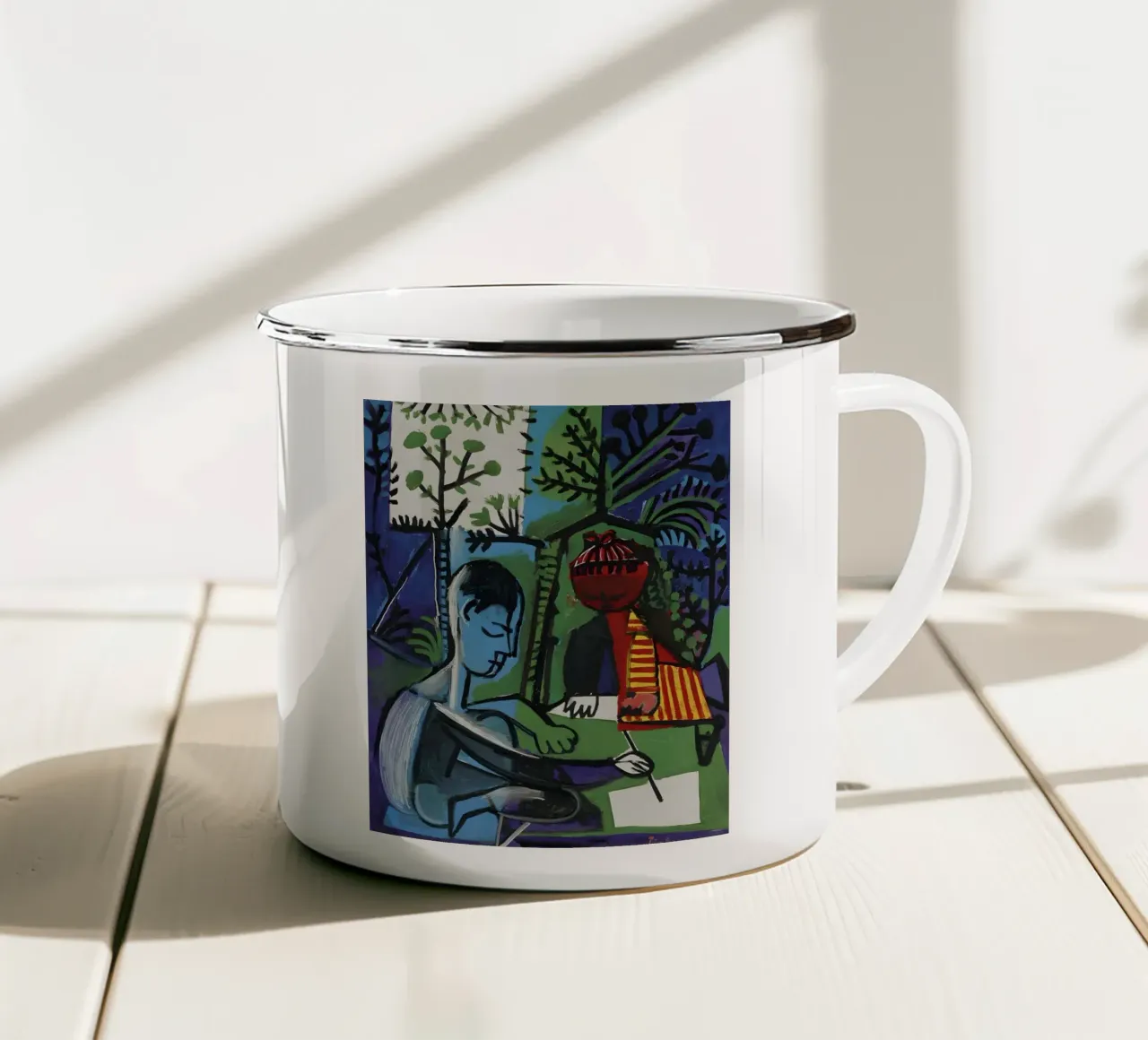 Picasso "Il pittore e la modella" Espressione cubista tazza in smalto da homdeco