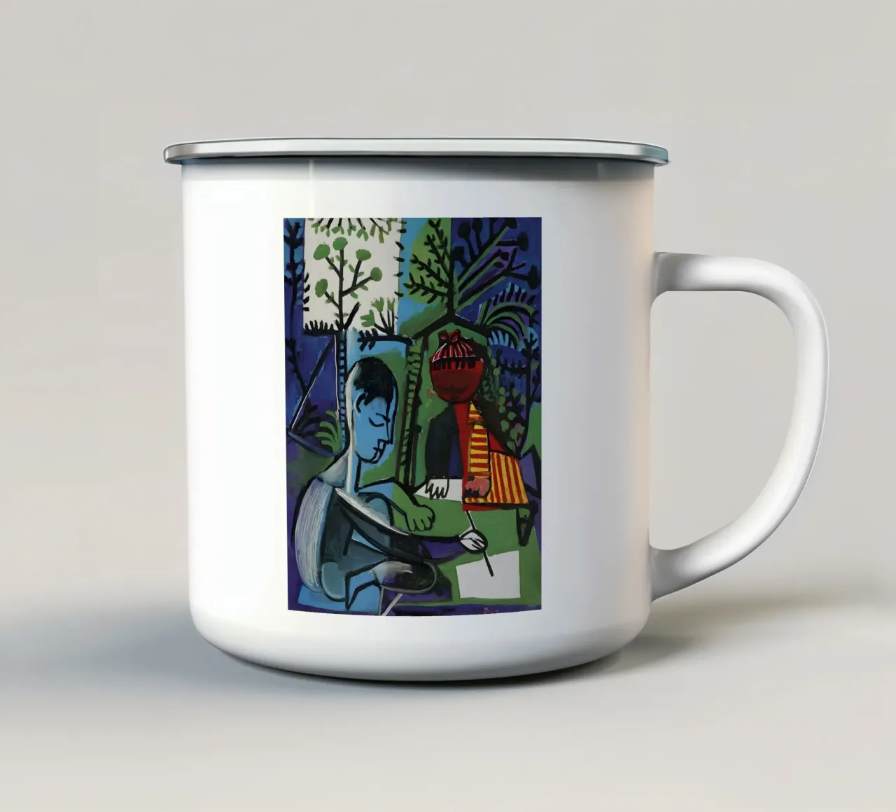 Picasso "Il pittore e la modella" Espressione cubista tazza in smalto da homdeco