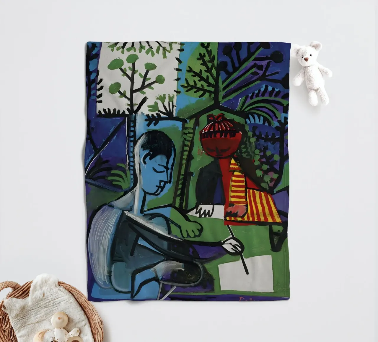 Picasso "Il pittore e la modella" Espressione cubista coperta in pile da homdeco