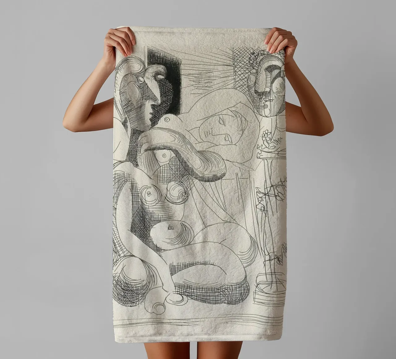 Picasso "Figure Studies" Surrealist Line Art Print Handtuch von homdeco