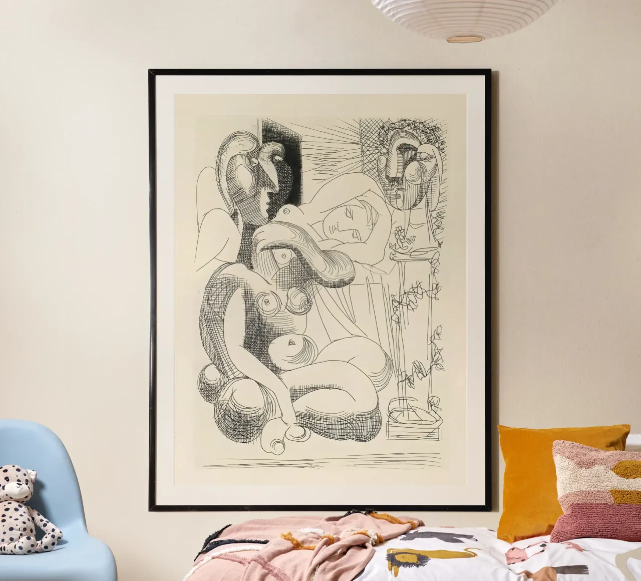 Picasso "Figure Studies" Surrealist Line Art Print Poster mit Aluminium Rahmen von homdeco