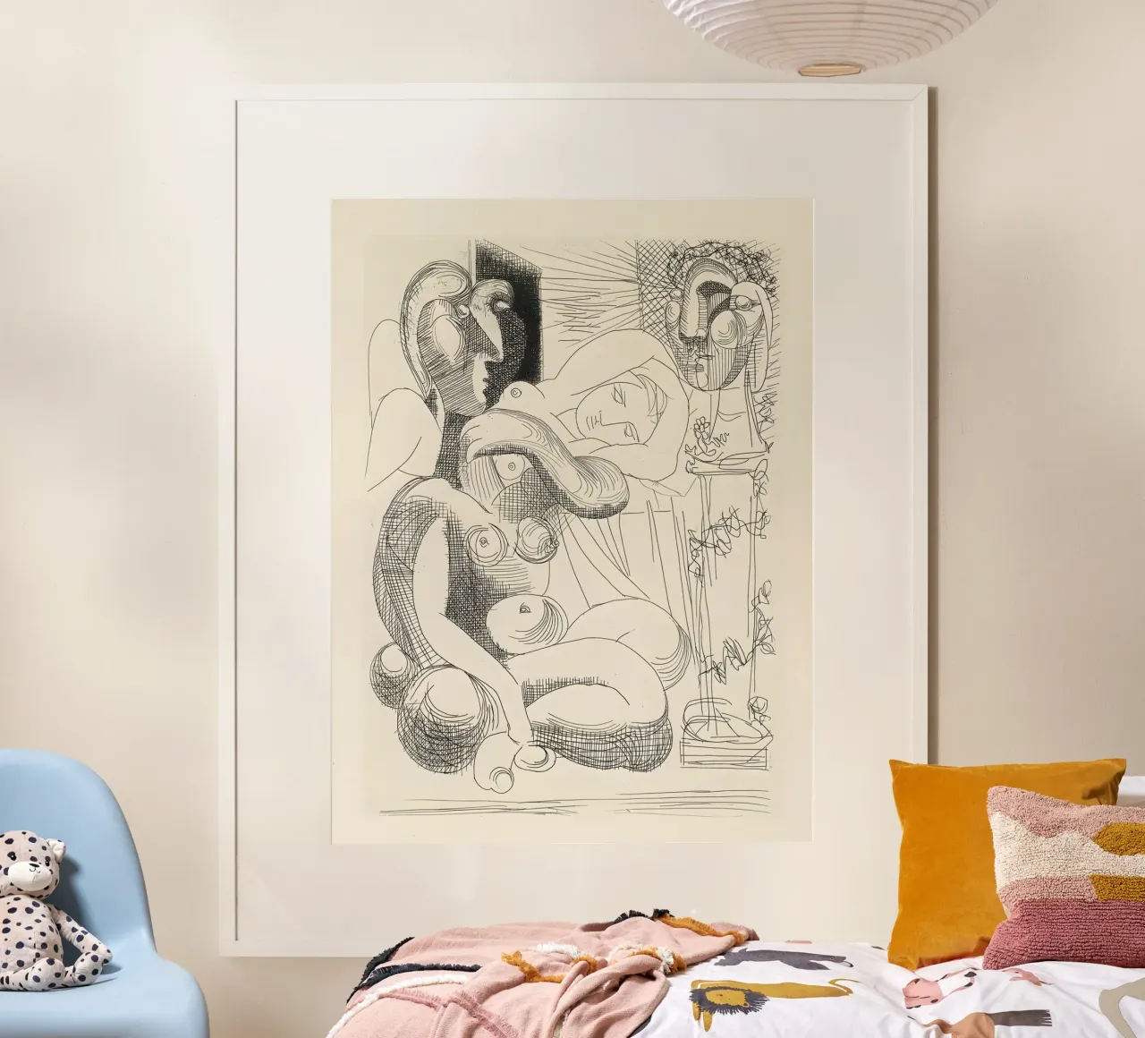 Picasso "Figure Studies" Surrealist Line Art Print Poster mit Aluminium Rahmen von homdeco