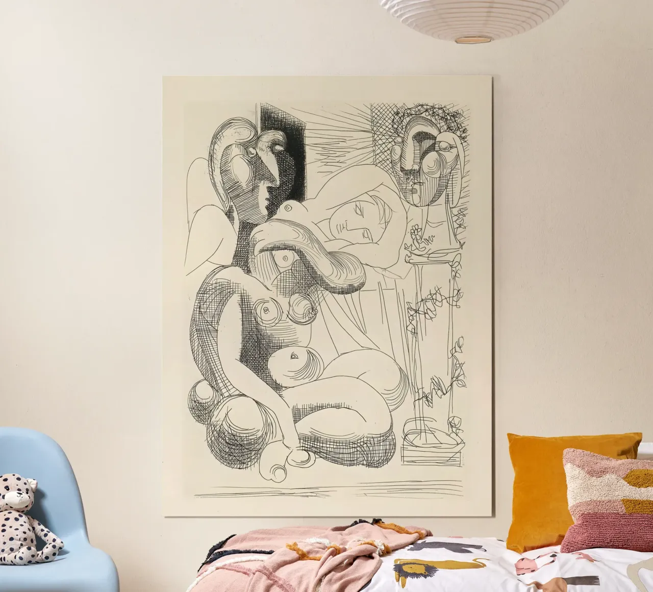 Picasso "Figure Studies" Surrealist Line Art Print Poster mit Aluminium Rahmen von homdeco
