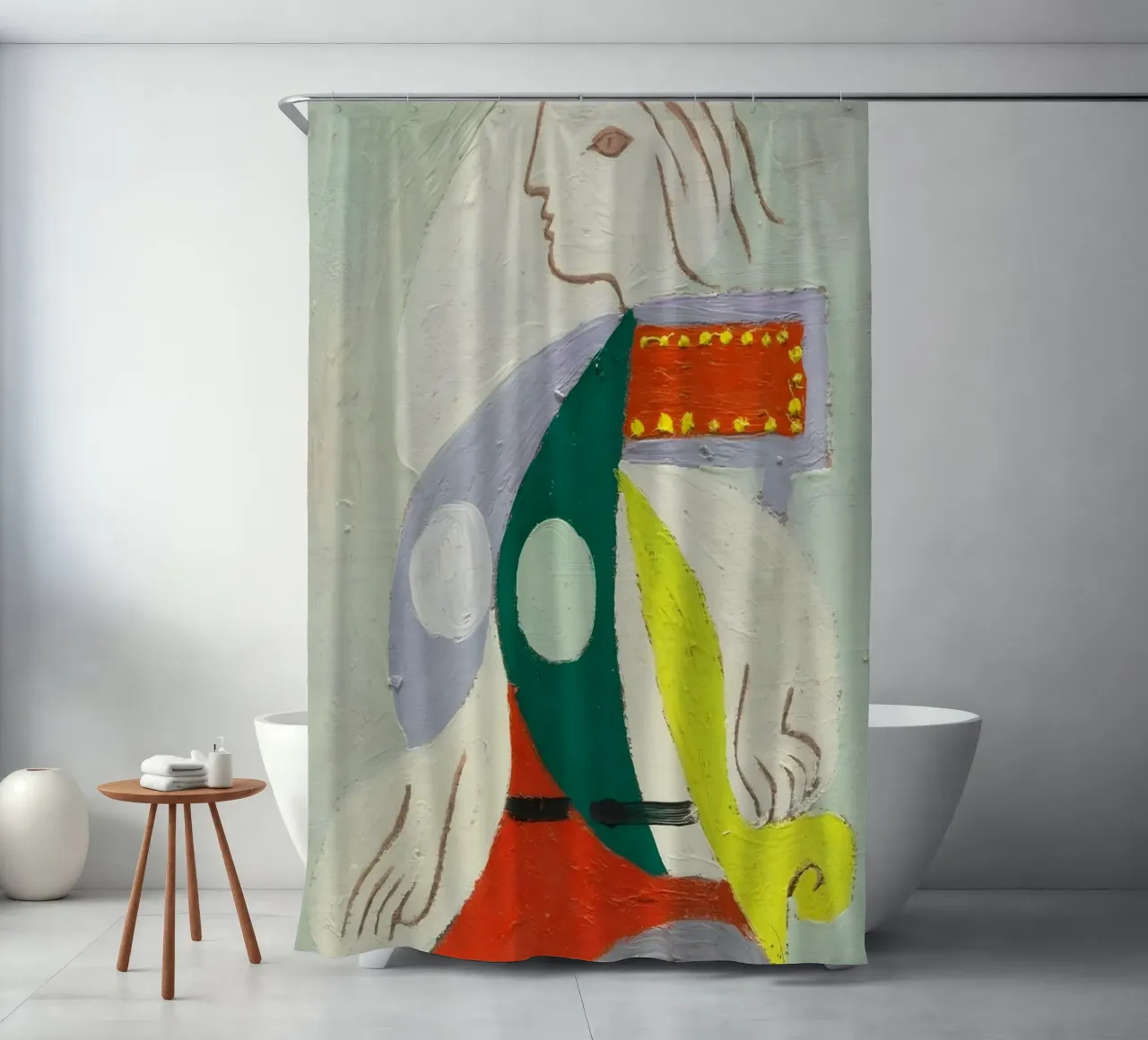 Picasso "Figure in Profile" Modernist Abstract Print shower curtain by homdeco
