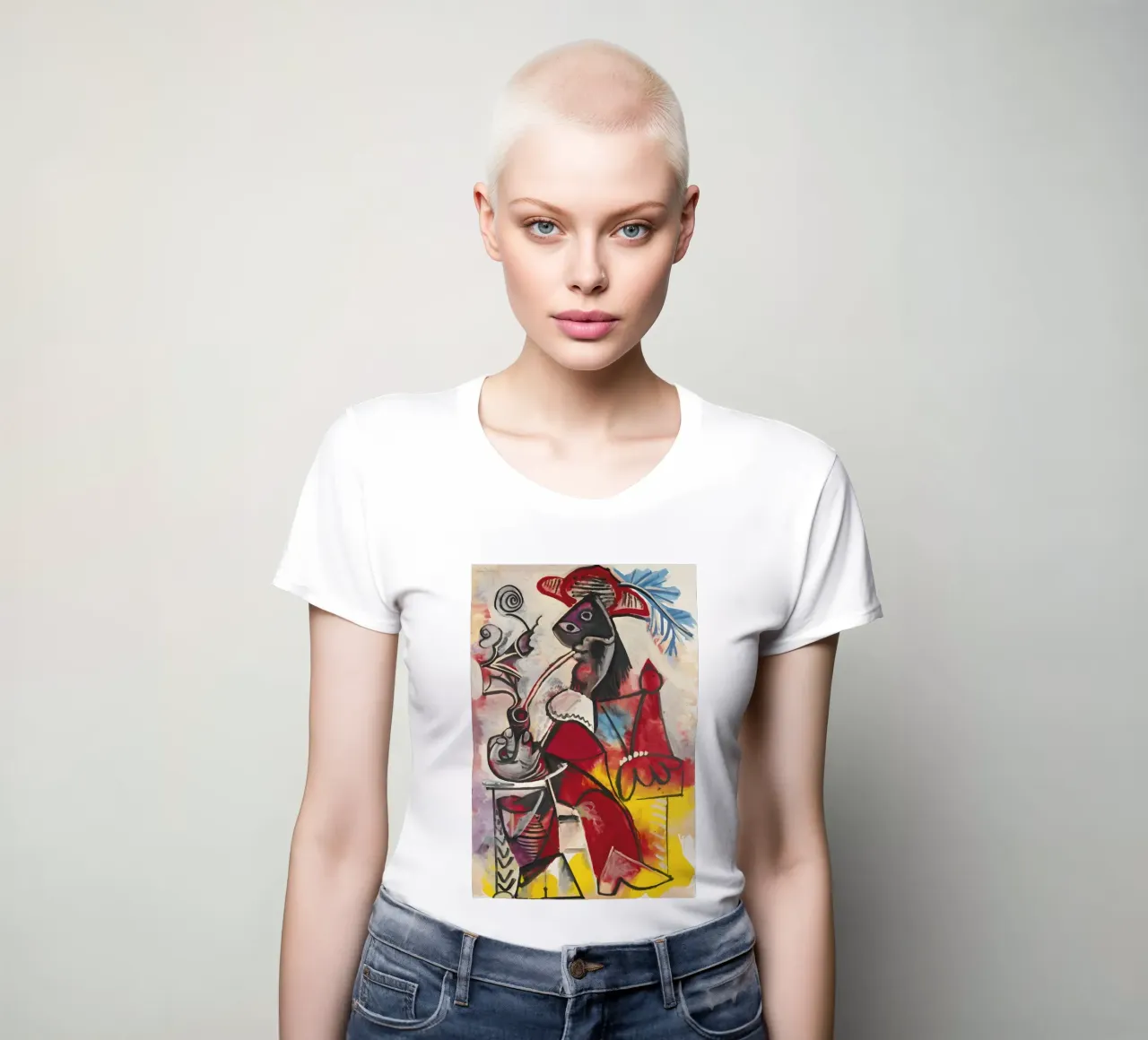 Picasso "Smoking Figure" Dynamic Abstract Masterpiece women's fitted t-shirt by homdeco