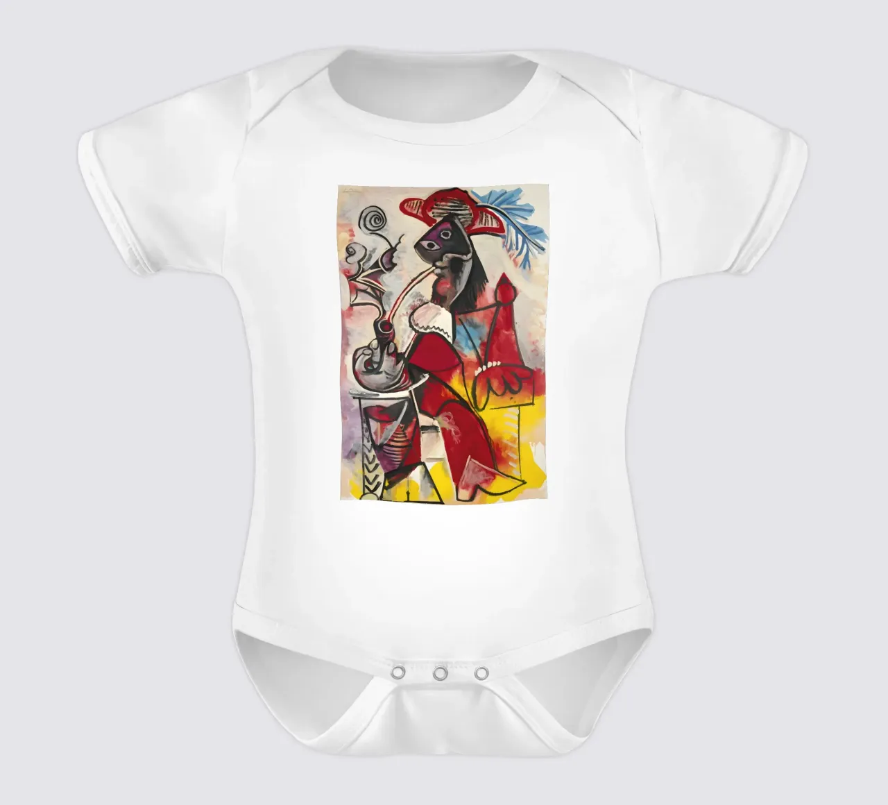 Picasso "Smoking Figure" Dynamic Abstract Masterpiece short-sleeve baby romper by homdeco
