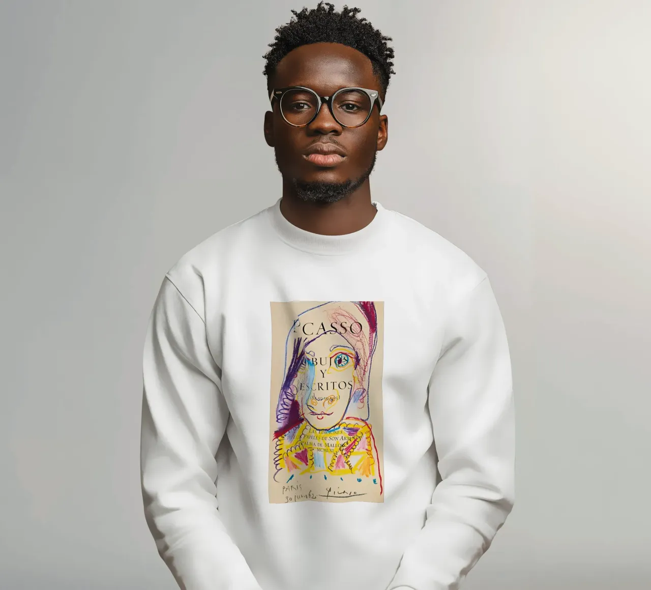 Picasso "Dibujos y Escritos" Expressive Portrait Print sudadera de homdeco