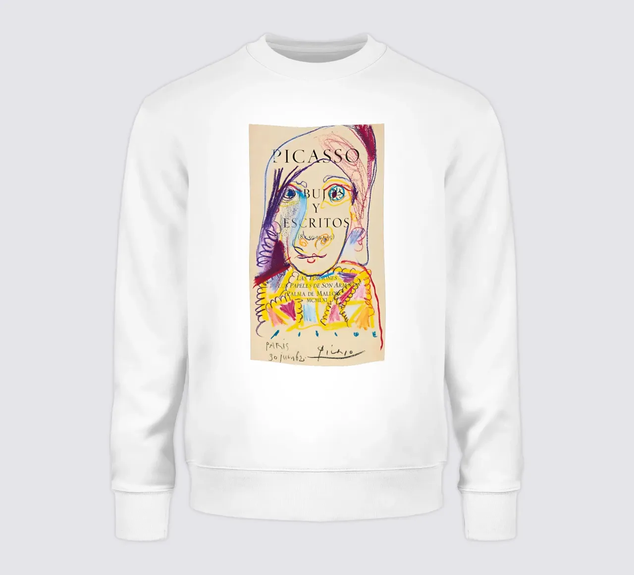 Picasso "Dibujos y Escritos" Expressive Portrait Print sudadera de homdeco