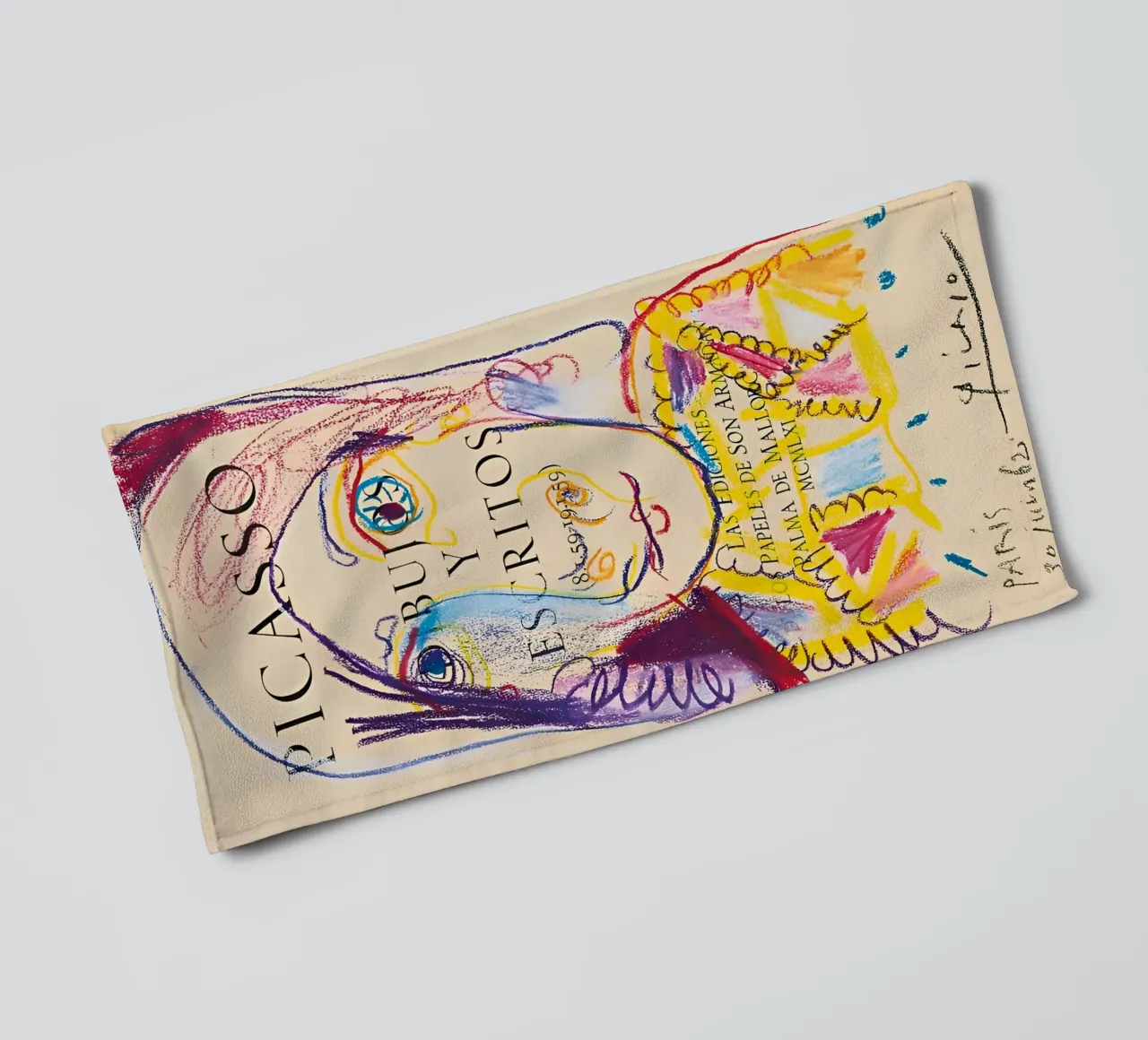 Picasso "Dibujos y Escritos" Expressive Portrait Print toalla de baño de homdeco