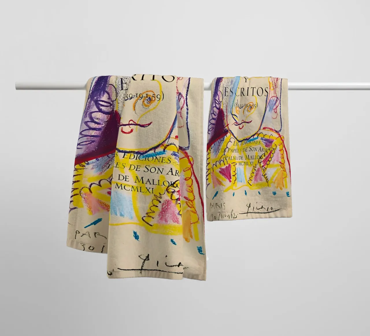 Picasso "Dibujos y Escritos" Expressive Portrait Print toalla de baño de homdeco