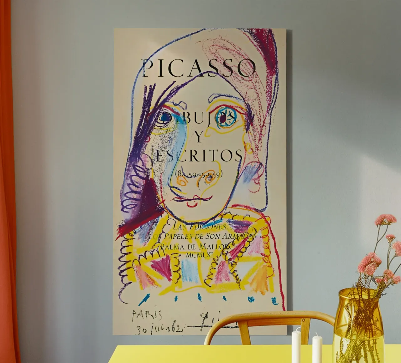 Picasso "Drawings and Writings" Expressive Portrait Print canvas with Floater frame by homdeco