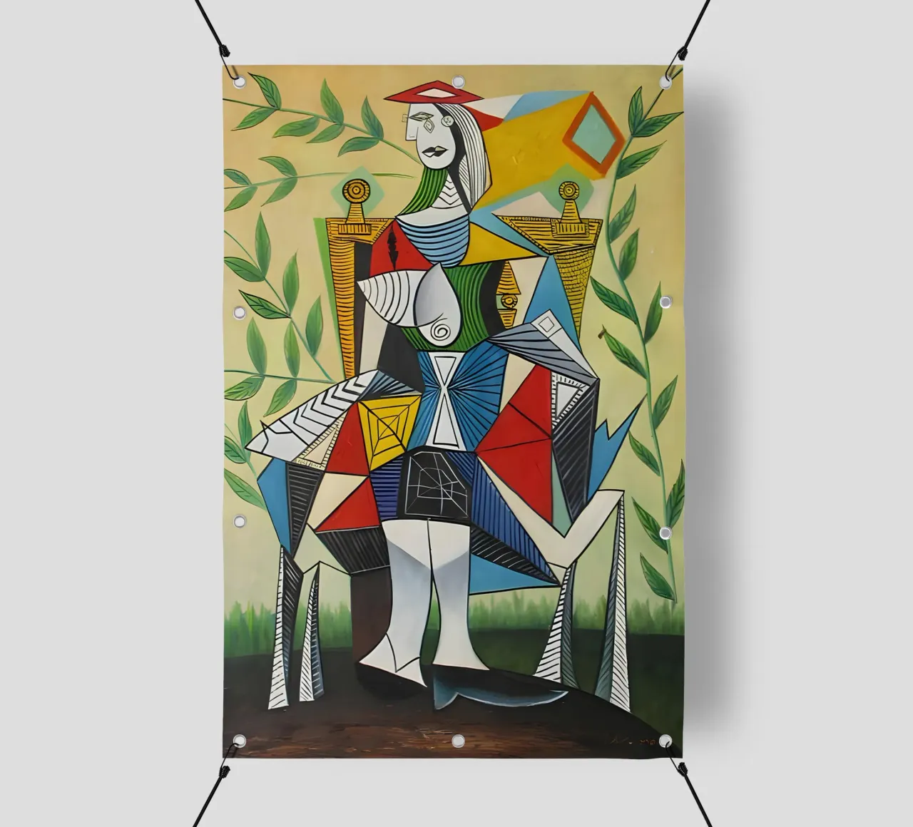 Picasso "Donna in poltrona", capolavoro cubista telo in pvc da homdeco