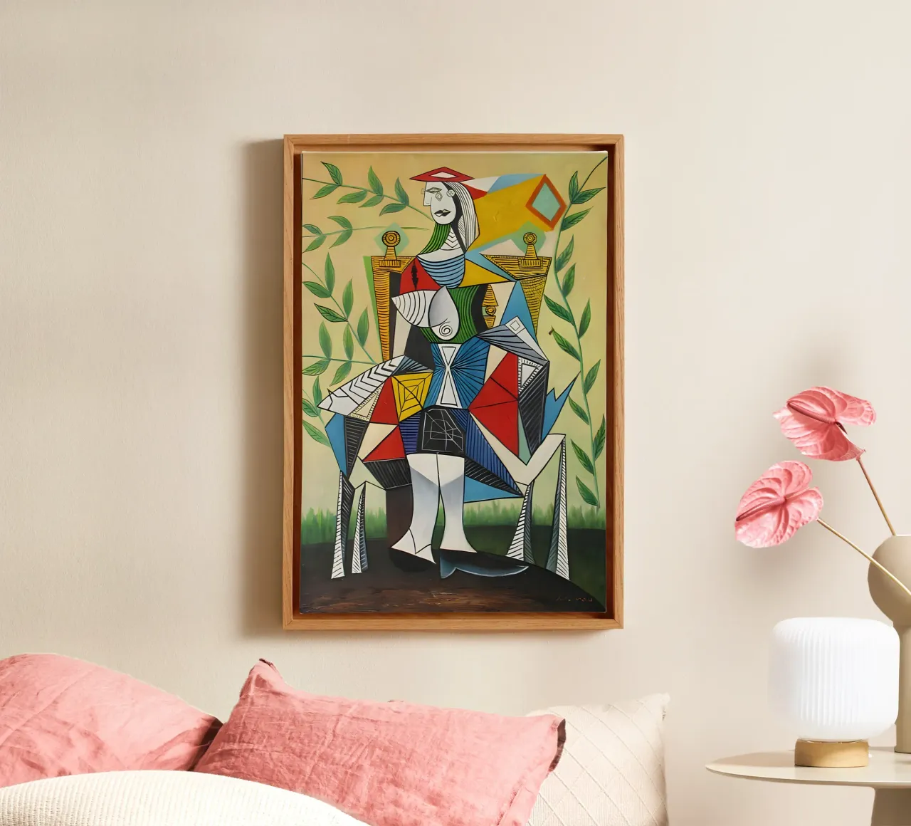 Picasso "Vrouw in leunstoel" Kubistisch meesterwerk canvas van homdeco