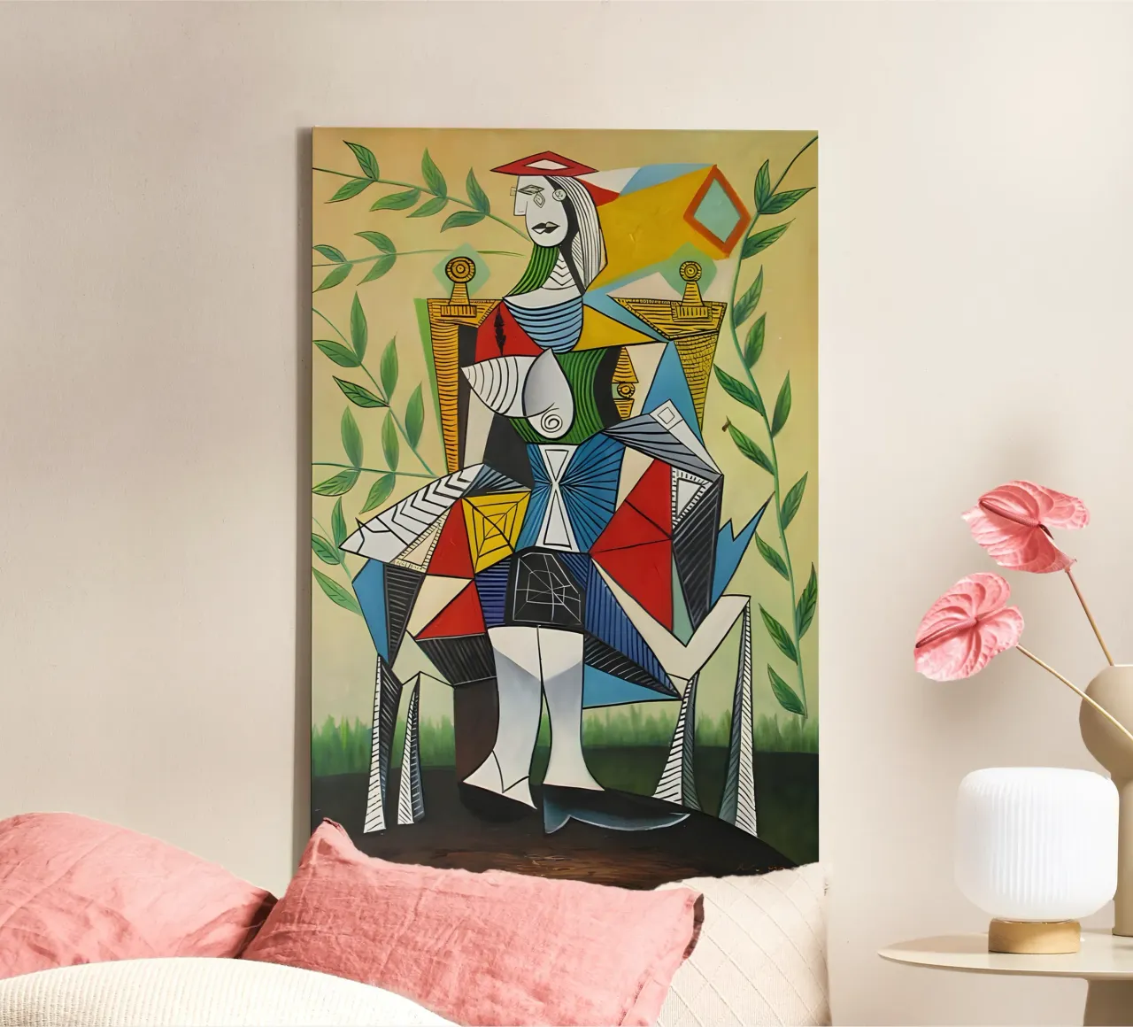 Picasso "Vrouw in leunstoel" Kubistisch meesterwerk canvas van homdeco