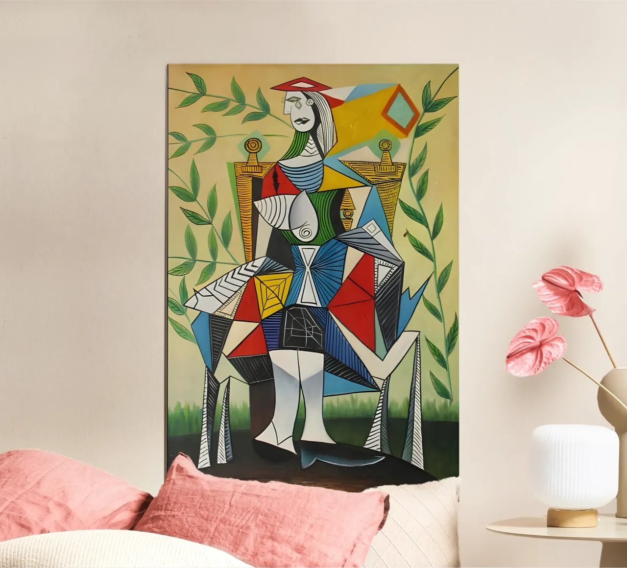 Picasso "Frau im Sessel" Kubistisches Meisterwerk Poster von homdeco