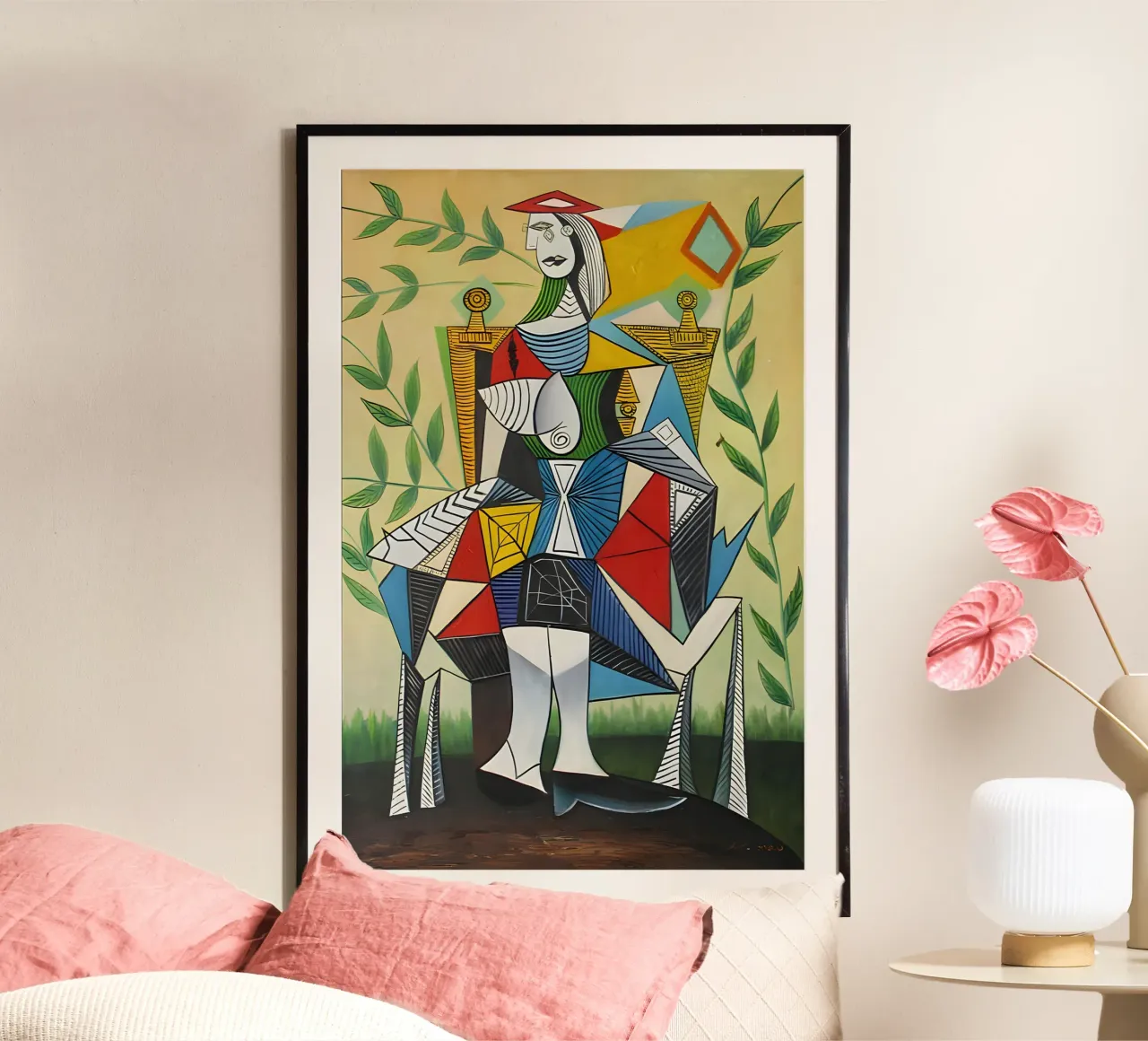 Picasso "Frau im Sessel" Kubistisches Meisterwerk Poster von homdeco