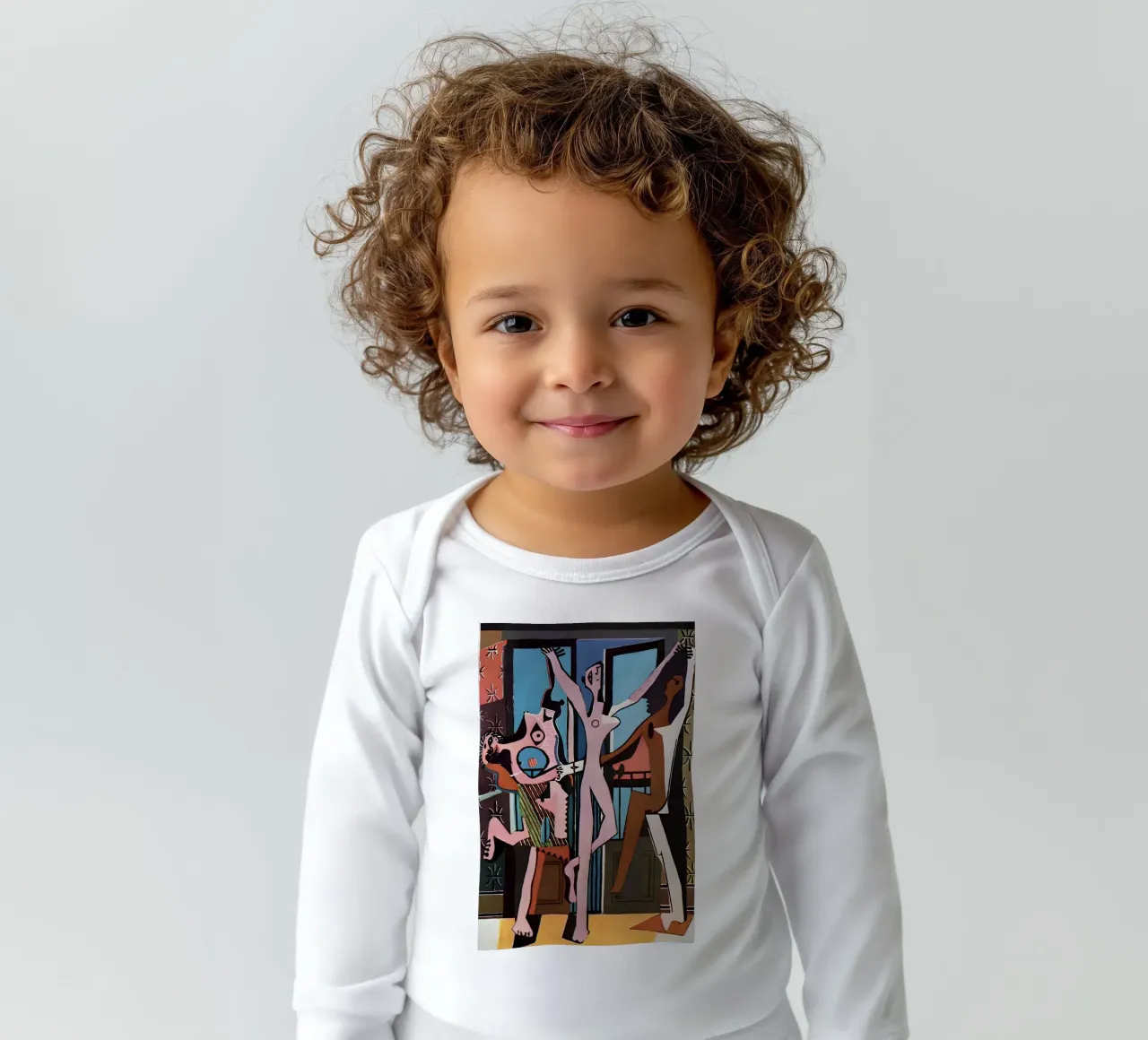 Picasso "The Dance" Cubist Joy Abstract long-sleeve baby romper by homdeco