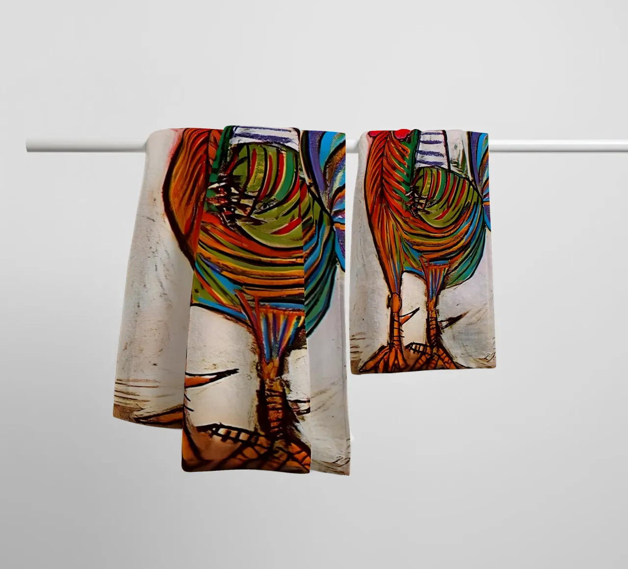Picasso "Der Hahn" Lebendiger kubistischer Tierdruck Handtuch von homdeco
