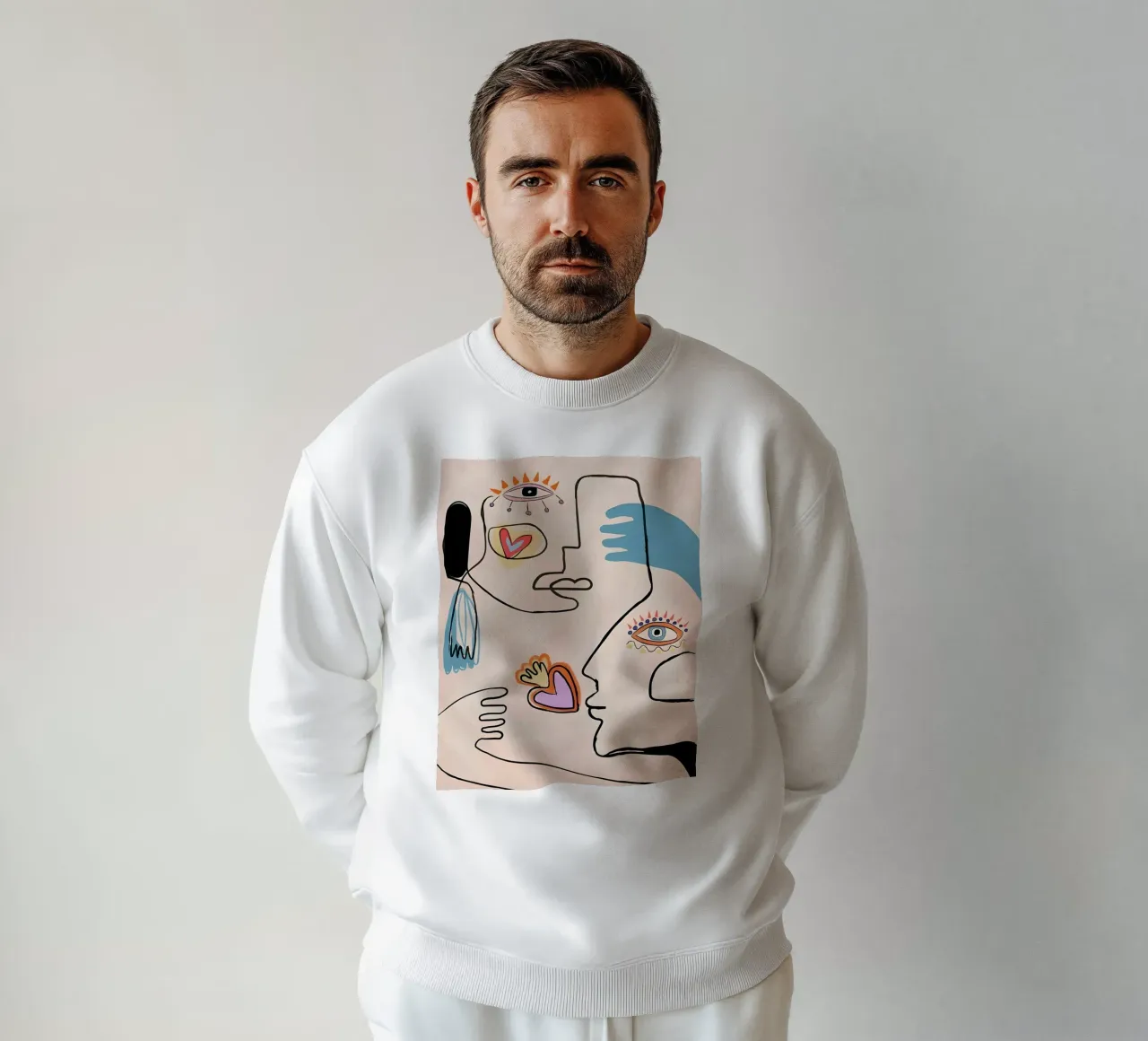 Stampa artistica della linea "Anime gemelle" ispirata a Picasso felpa da homdeco