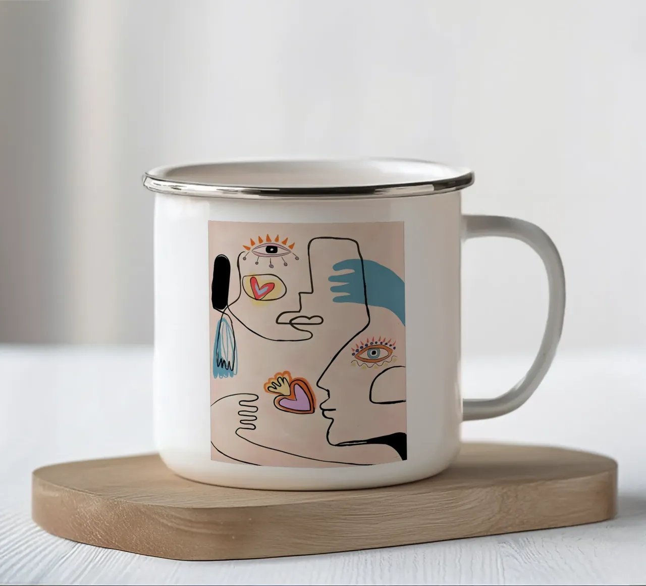 Stampa artistica della linea "Anime gemelle" ispirata a Picasso tazza in smalto da homdeco