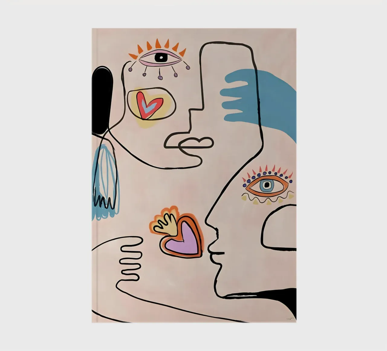 Picasso Inspired "Soulmates" Line Art Print notebook by homdeco