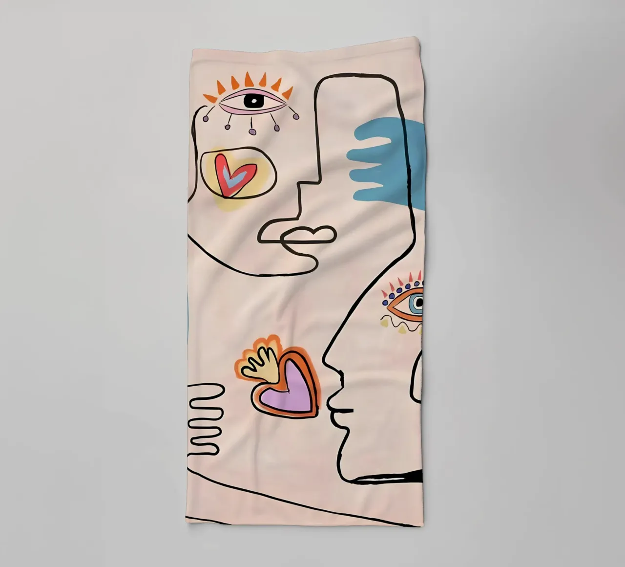 Picasso Inspired "Soulmates" Line Art Print towel by homdeco